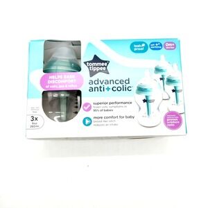 Tommee Tippee 3pk‎ 9oz Anti-Colic Bottles Slow Flow Self-Sterilizing Vented